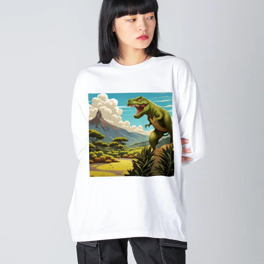 和彩-Wairoriのアニメ調　ティラノサウルス Big Long Sleeve T-Shirt