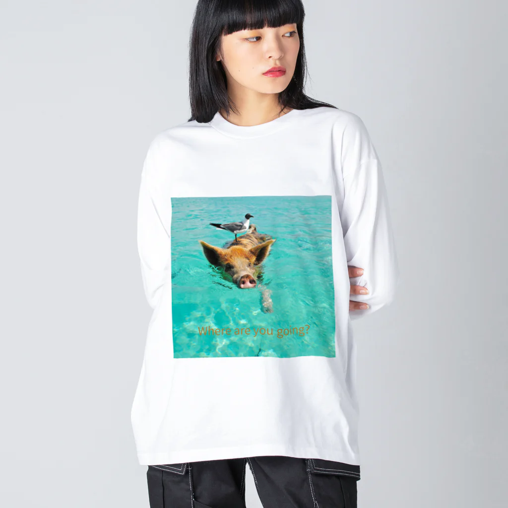 MOMOTAKAショップの海のかけら - ピグとバード Big Long Sleeve T-Shirt