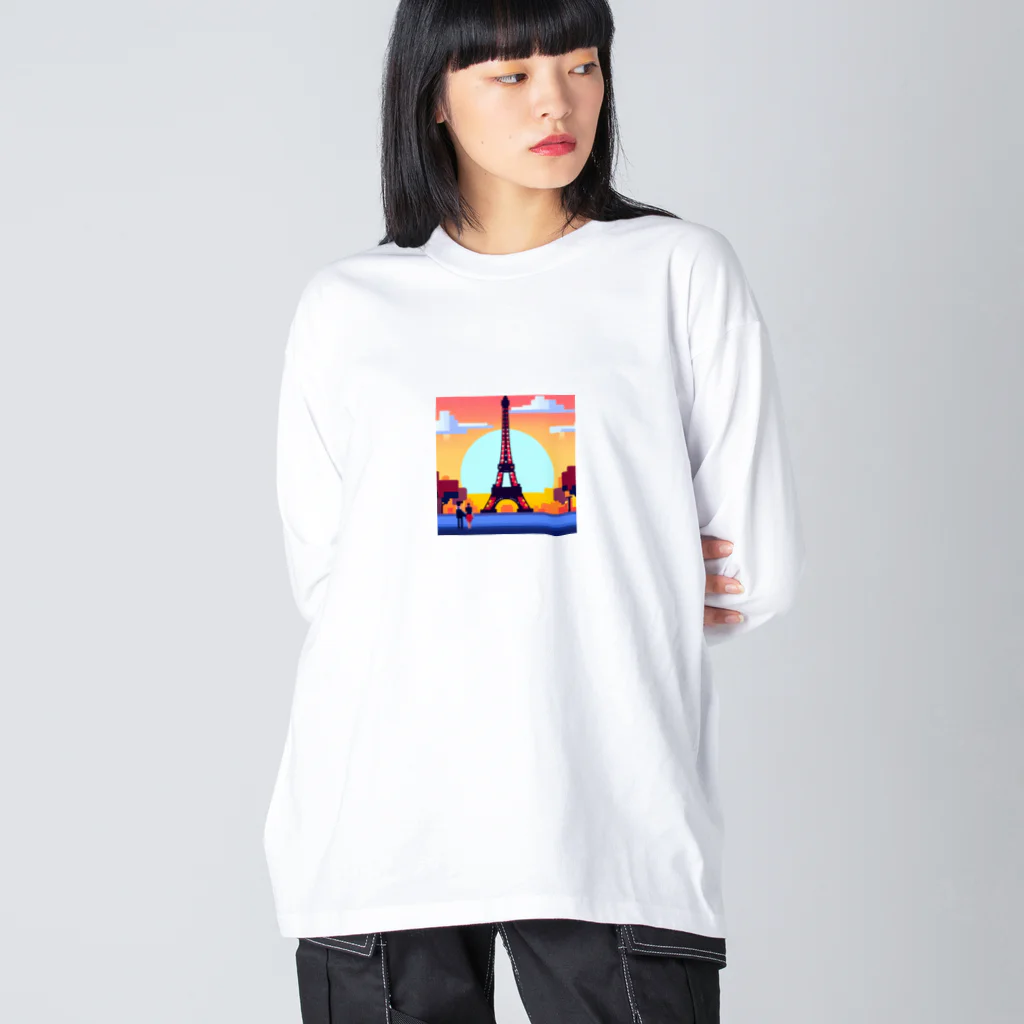 shibasannのフランスの風景のピクセルアート Big Long Sleeve T-Shirt