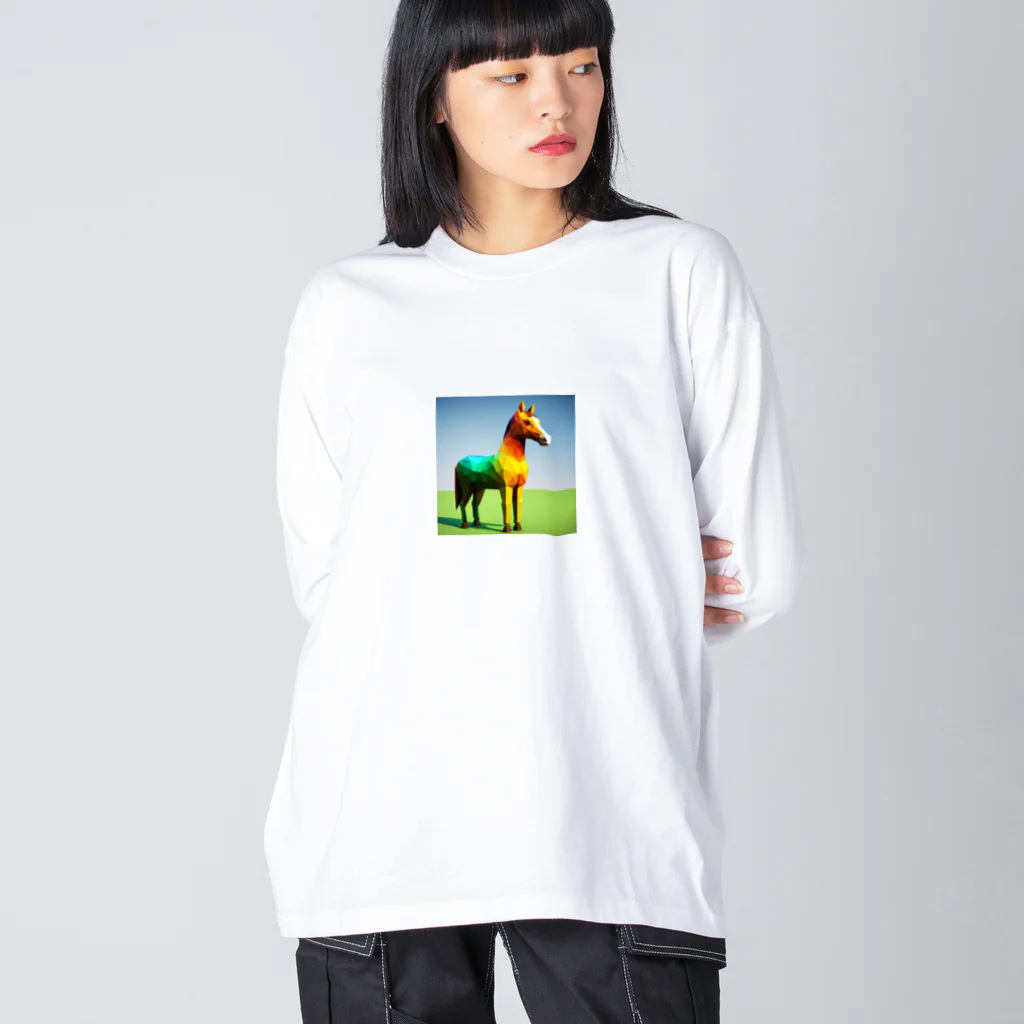 REIZAのカラフルにたたずむ馬 Big Long Sleeve T-Shirt