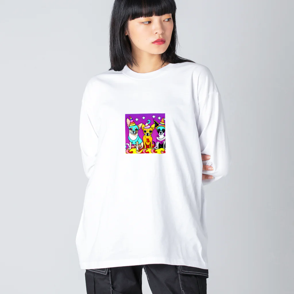 チワワ愛好家ショップのかぼちゃ大騒動！ハロウィン・チワワトリオの楽しいパーティー Big Long Sleeve T-Shirt