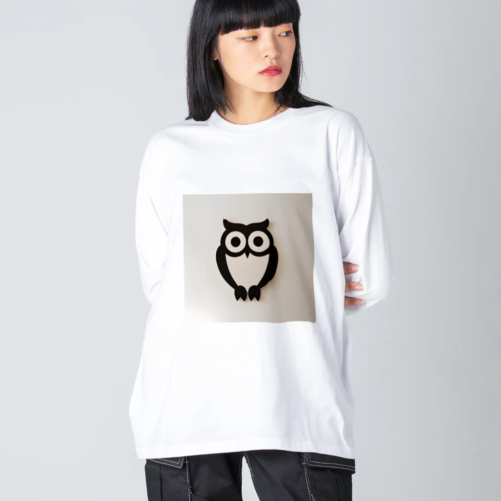 Owlの白黒フクロウちゃんのイラストグッズ Big Long Sleeve T-Shirt