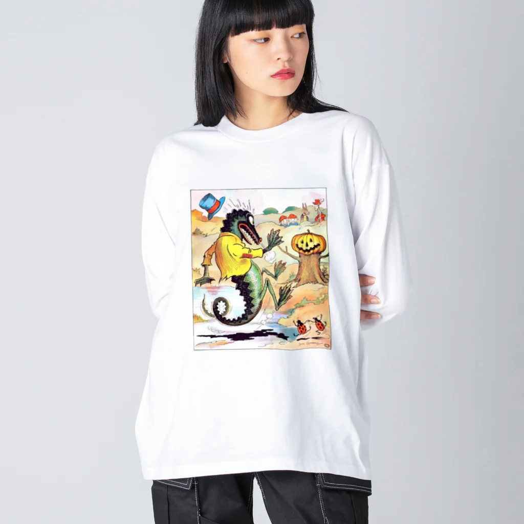 Saza-nami Antique designのかぼちゃにびっくり！ Big Long Sleeve T-Shirt