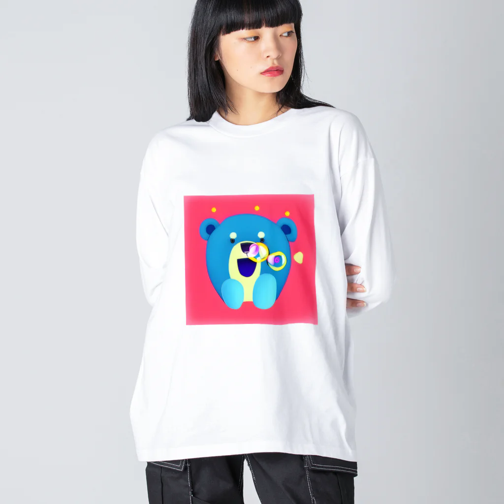 hoshi_pの鼻からしゃぼんクマっち ビッグシルエットロングスリーブTシャツ