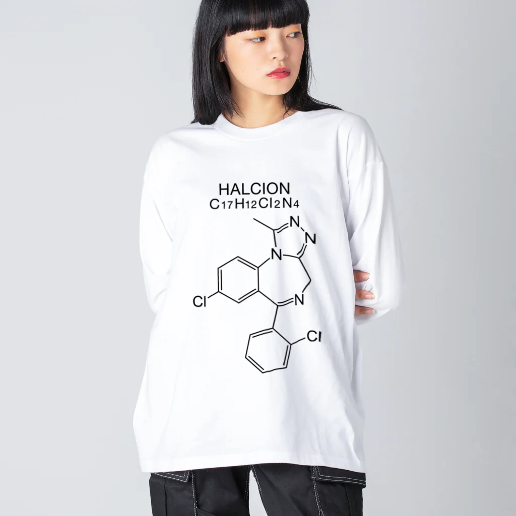 DRIPPEDのHALCION C17H12Cl2N4-ハルシオン-(Triazolam-トリアゾラム-) Big Long Sleeve T-Shirt
