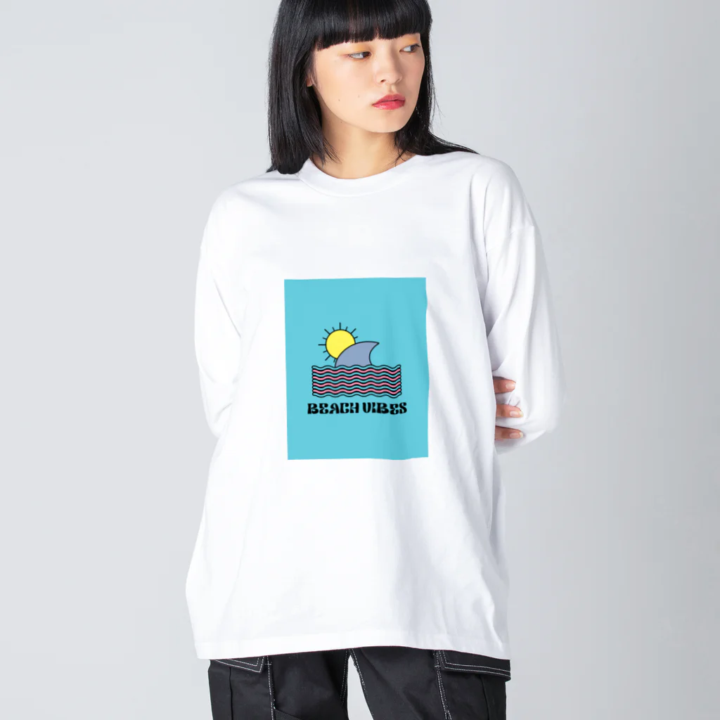 hassy3160のwhite beach vibesデザイン ビッグシルエットロングスリーブTシャツ