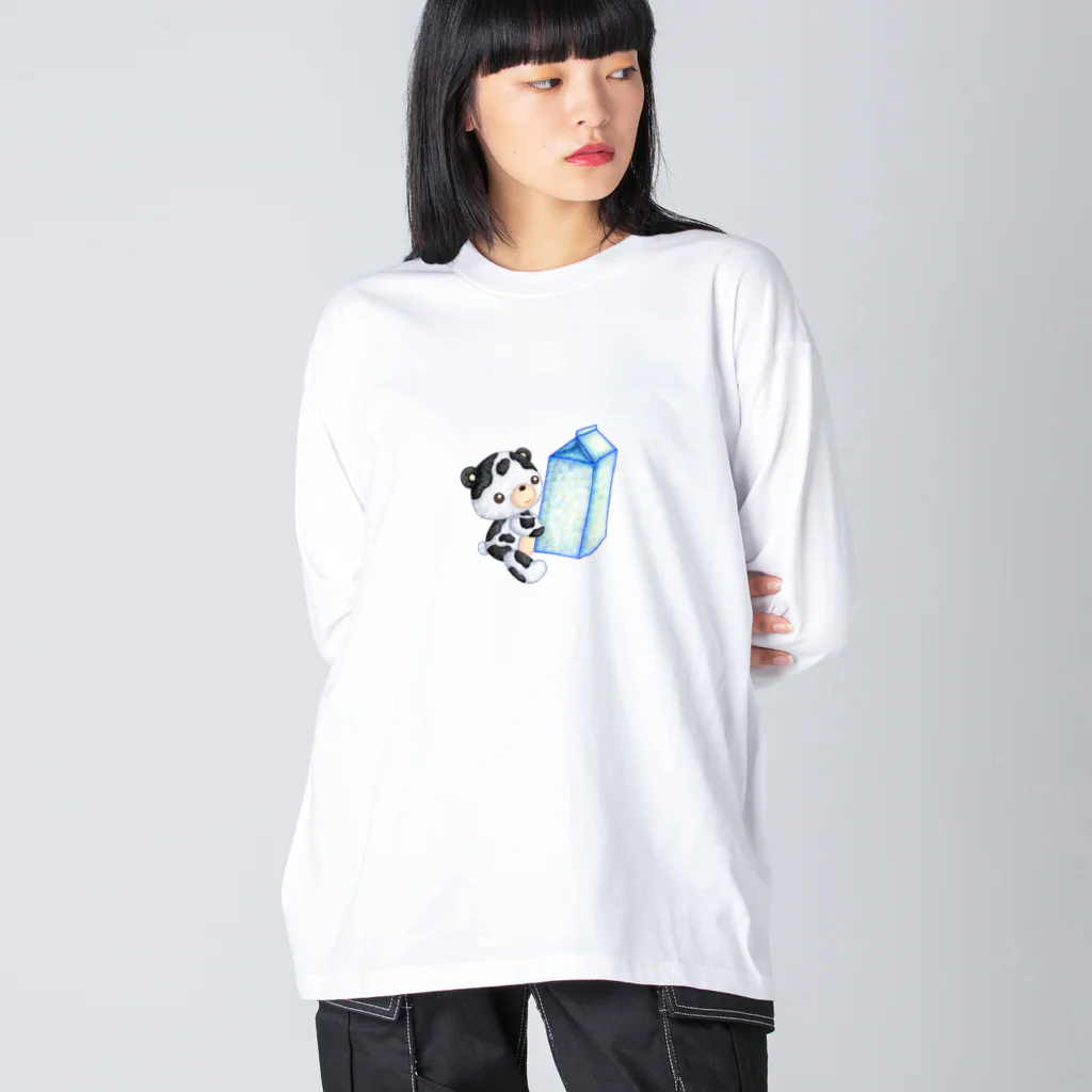 satoayaのアニマルカフェのドリンクマ　ミルク Big Long Sleeve T-Shirt