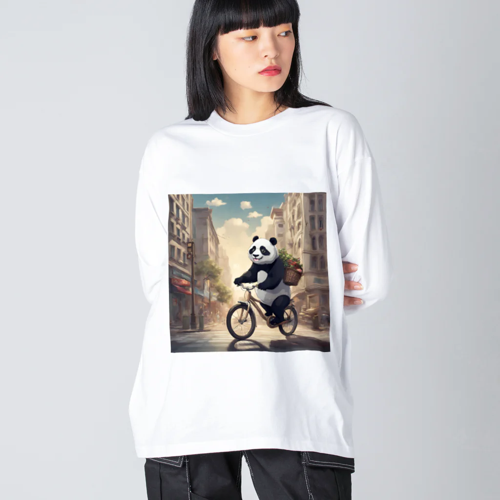 ルノルノの自転車でお買い物パンダくん Big Long Sleeve T-Shirt