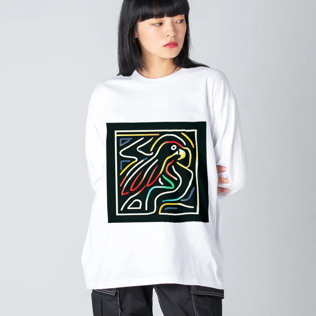 ikubohのナスカの地上絵「オウム」インスパイア01 Big Long Sleeve T-Shirt