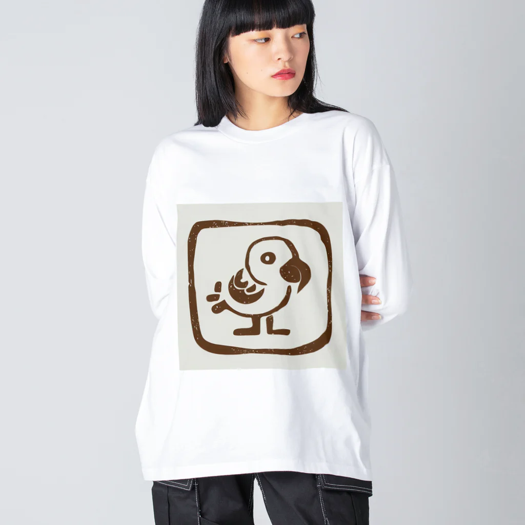 ikubohのナスカの地上絵「オウム」インスパイア05 ビッグシルエットロングスリーブTシャツ