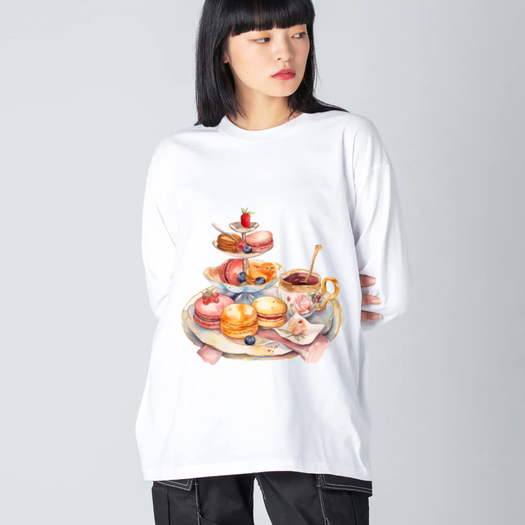 Stellaの水彩画のアフタヌーンティー ビッグシルエットロングスリーブTシャツ