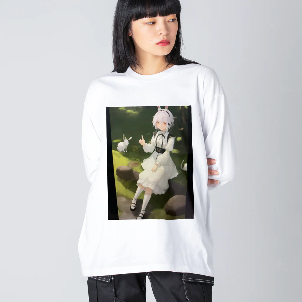 mamichin1122のウサ耳少女 ビッグシルエットロングスリーブTシャツ