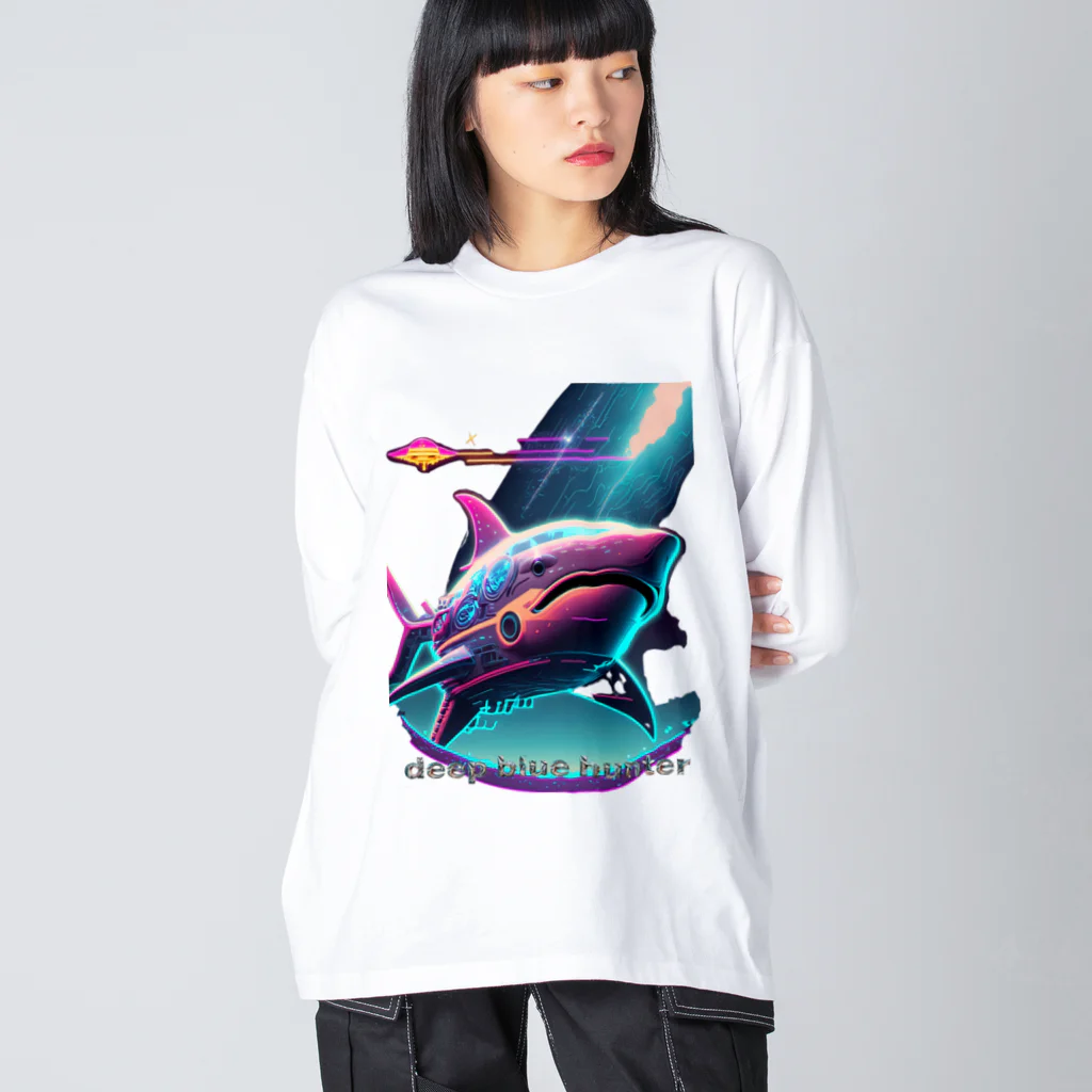 RISE　CEED【オリジナルブランドSHOP】のサメ型宇宙船の奇想天外 Big Long Sleeve T-Shirt