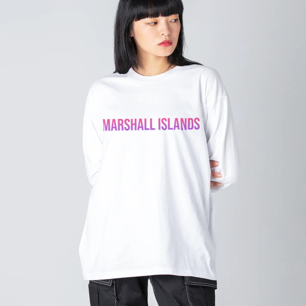 ON NOtEのマーシャル諸島 ロゴピンク Big Long Sleeve T-Shirt