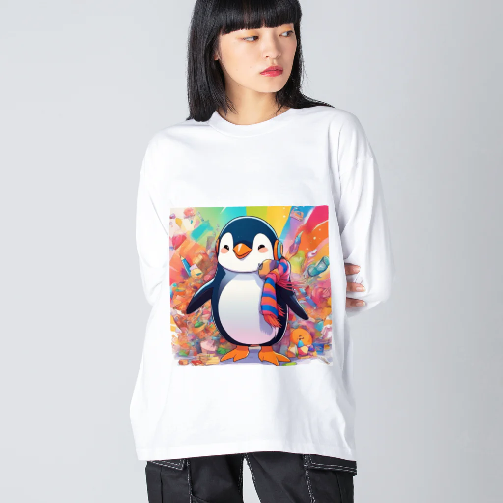 aki7sの笑顔のペンギン ビッグシルエットロングスリーブTシャツ