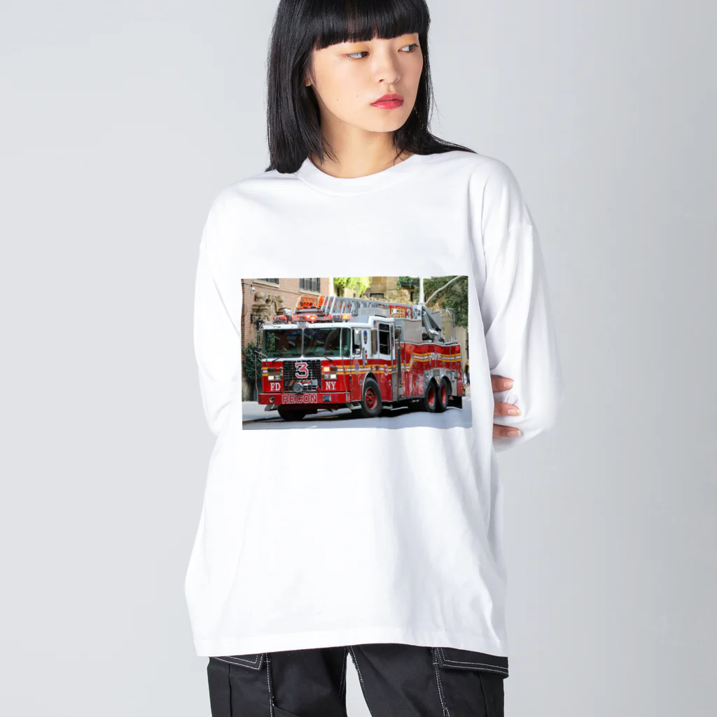 ビッグスマイルライフのかっこいいはしご車 ビッグシルエットロングスリーブTシャツ