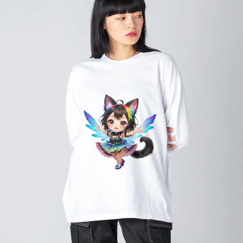 NexDreamの妖精のハロウィンフェス（黒猫2） ビッグシルエットロングスリーブTシャツ