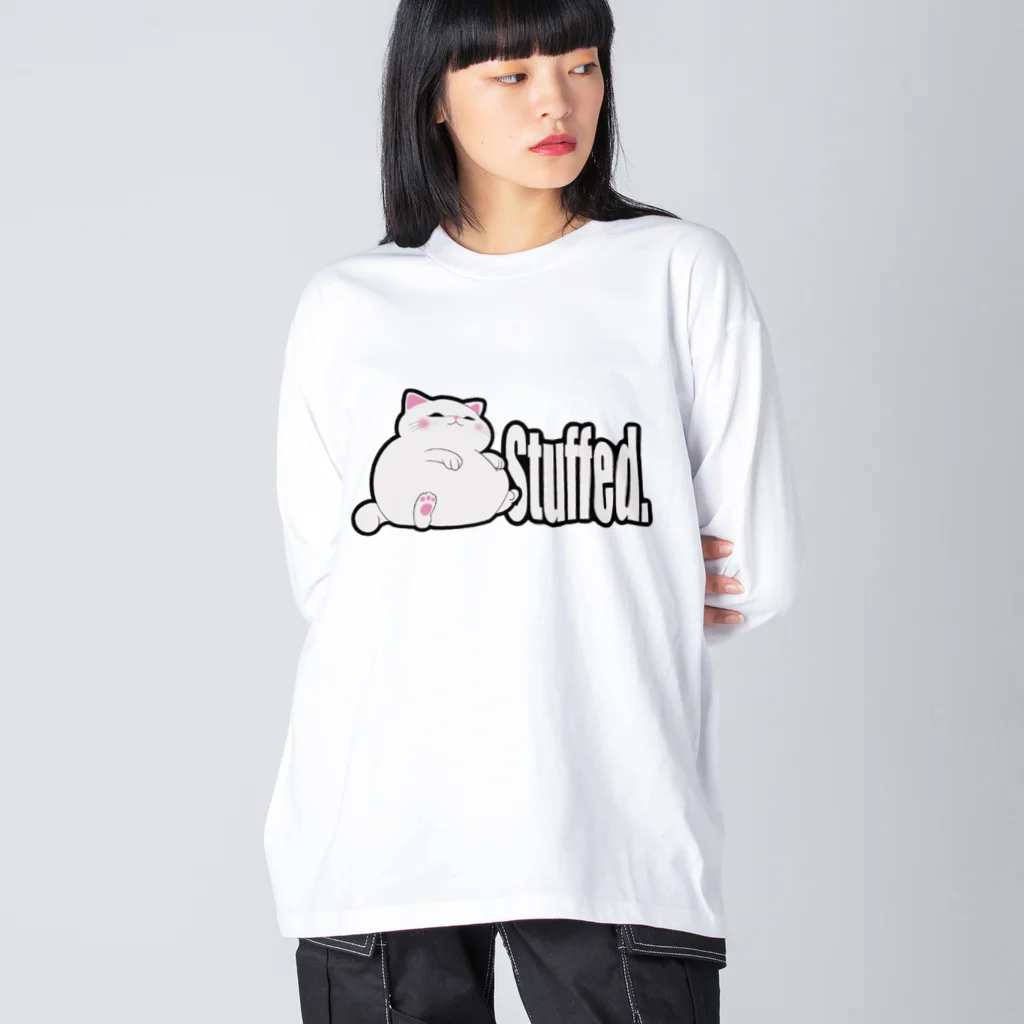 TMJ worksのぐうたら白猫。stuffed. ビッグシルエットロングスリーブTシャツ