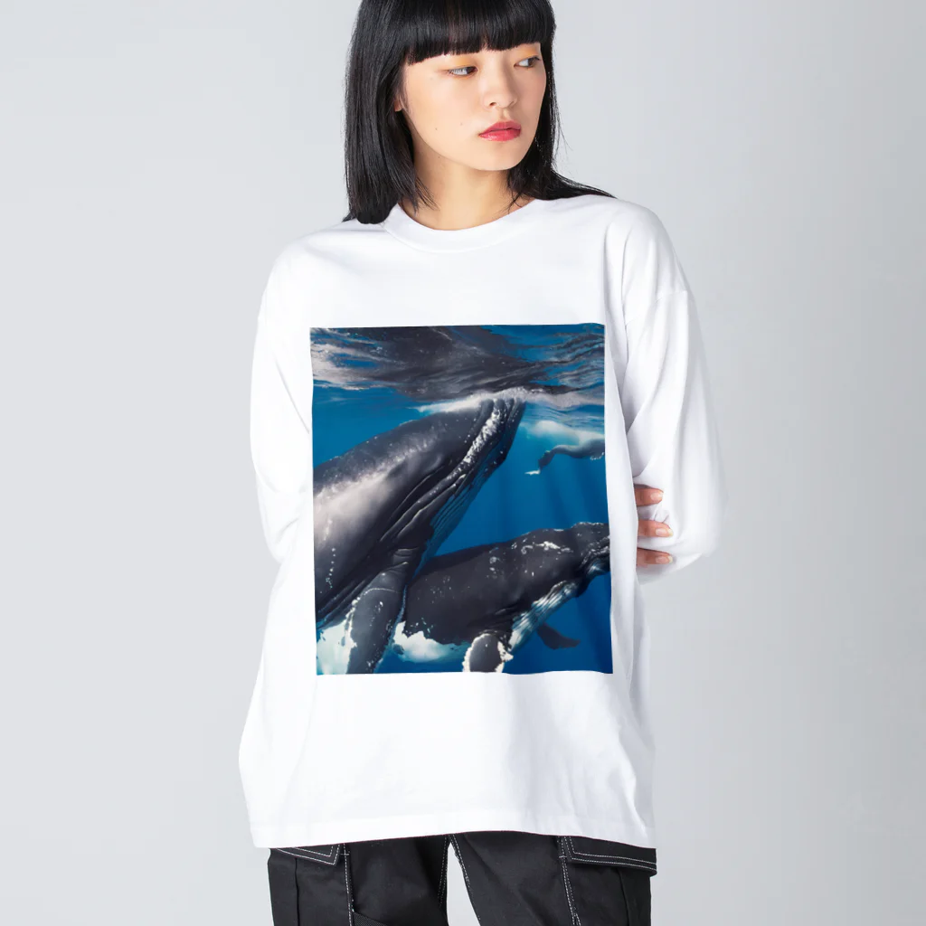 Fasterのシロナガスクジラ　親子 Big Long Sleeve T-Shirt