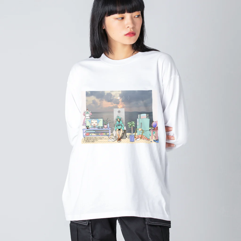 雲丹川 かがりのうにがわ Big Long Sleeve T-Shirt