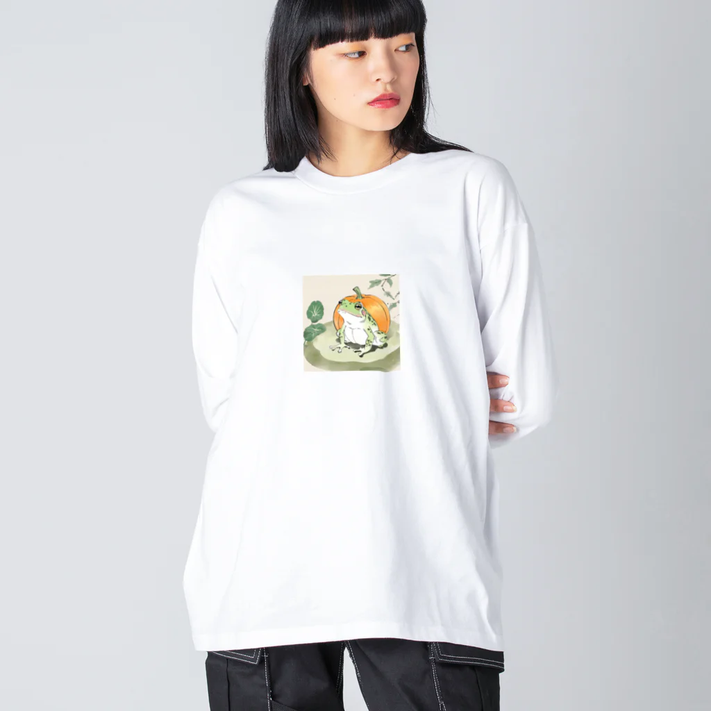 aoking_の和カエルかぼちゃ2 ビッグシルエットロングスリーブTシャツ