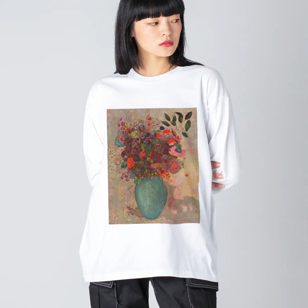 世界美術商店のトルコ石色の花瓶の花 /  The turquoise vase Big Long Sleeve T-Shirt