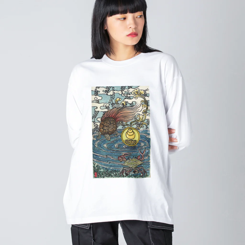 JapaneseArt Yui Shopの亀蟹合戦 ビッグシルエットロングスリーブTシャツ