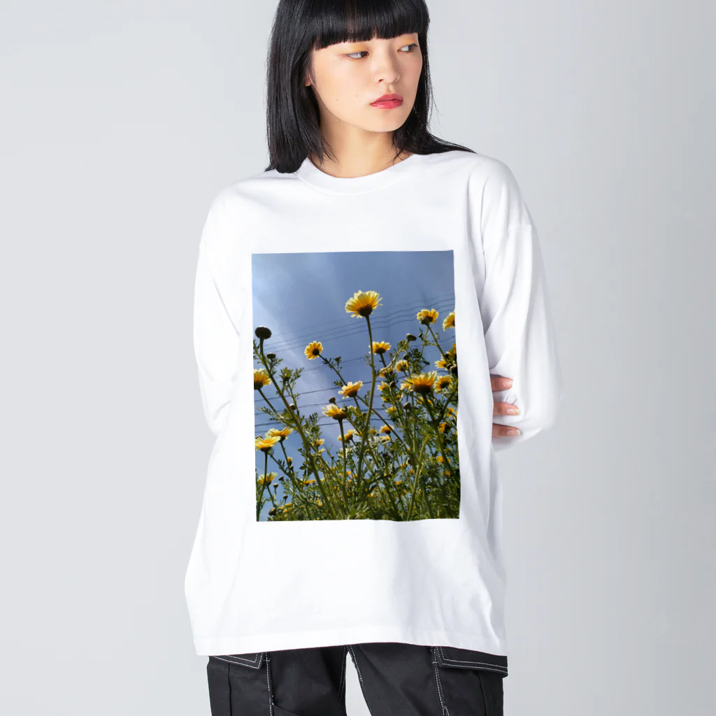 MMの黄色い春菊の花 ビッグシルエットロングスリーブTシャツ