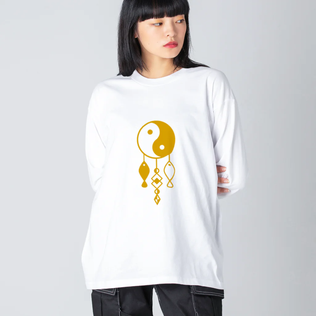 よねやしょうの陰陽太極図と双魚 (金茶色) Big Long Sleeve T-Shirt