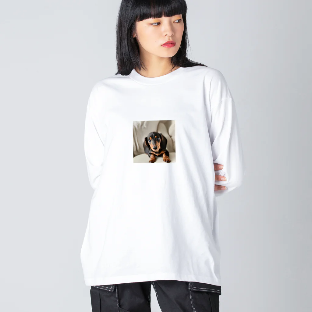 KSK SHOPのかわいい子犬のイラストグッズ ビッグシルエットロングスリーブTシャツ