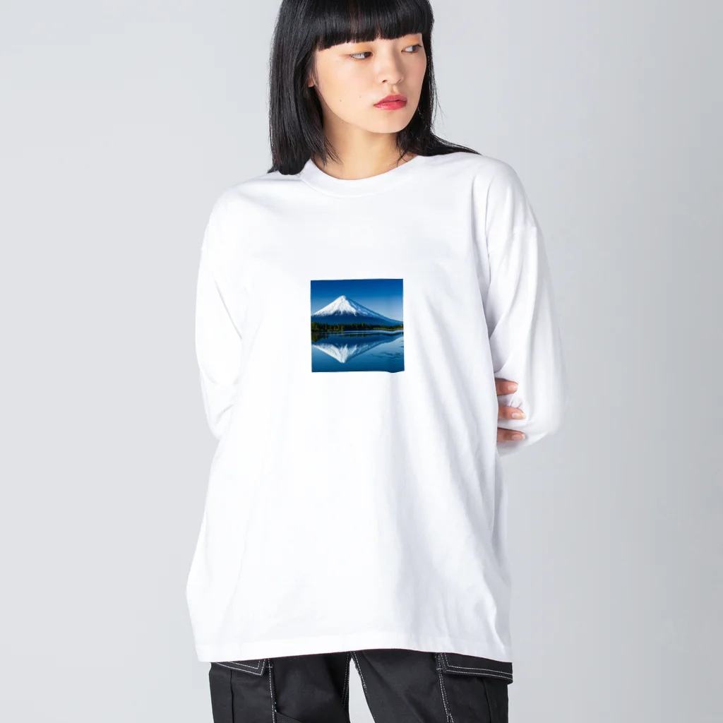 YASU1の湖に反射する富士山 ビッグシルエットロングスリーブTシャツ