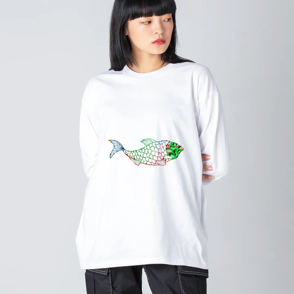 mumusの魚　water drop ビッグシルエットロングスリーブTシャツ