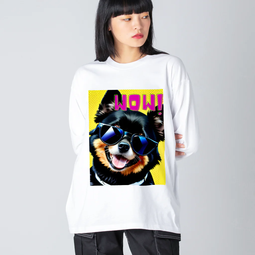 Pom-Dog'sのちょい悪黒ポメ　ジョニー ビッグシルエットロングスリーブTシャツ