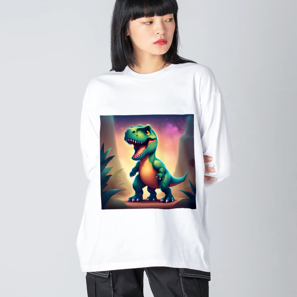 春乃遊羽アイディアイラストショップの可愛いティラノサウルス Big Long Sleeve T-Shirt