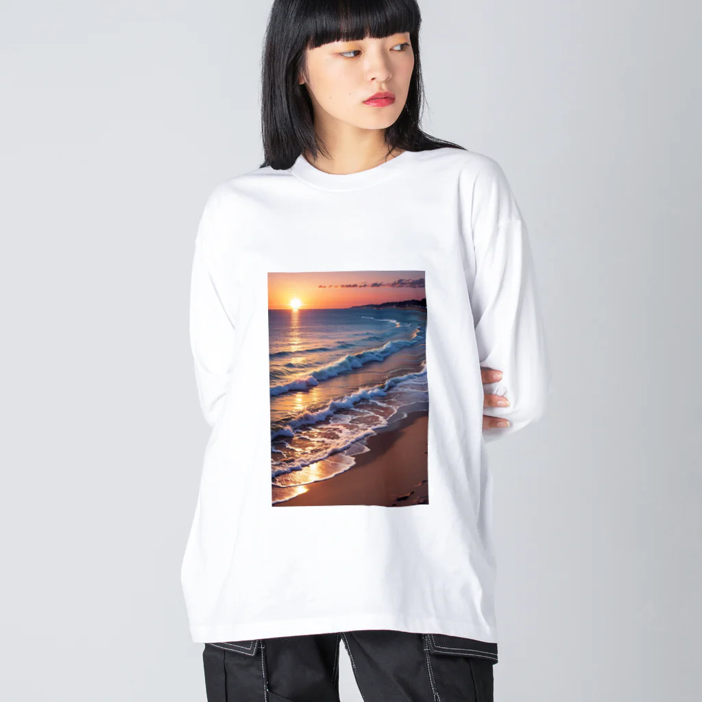 sawatchの浜辺の夕日 Big Long Sleeve T-Shirt