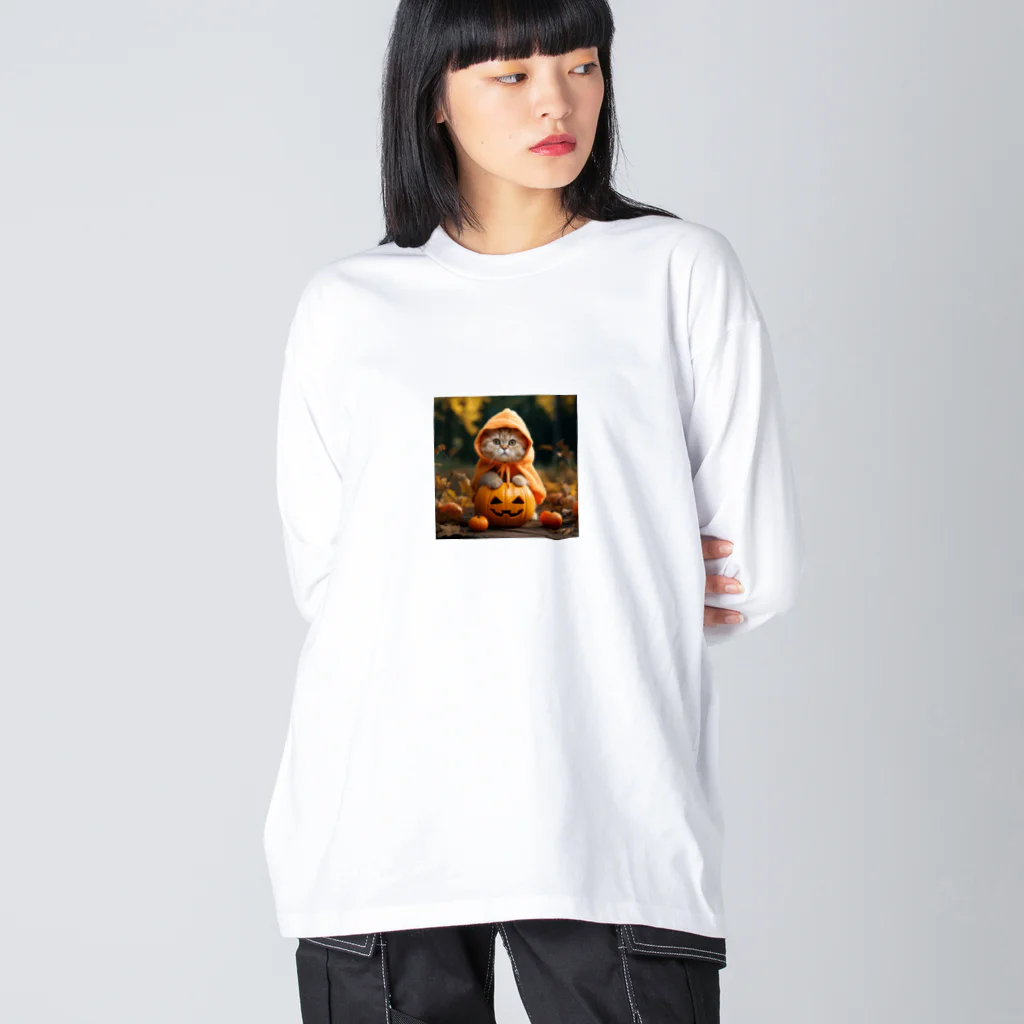 Catharinesのネコのハロウィン ビッグシルエットロングスリーブTシャツ