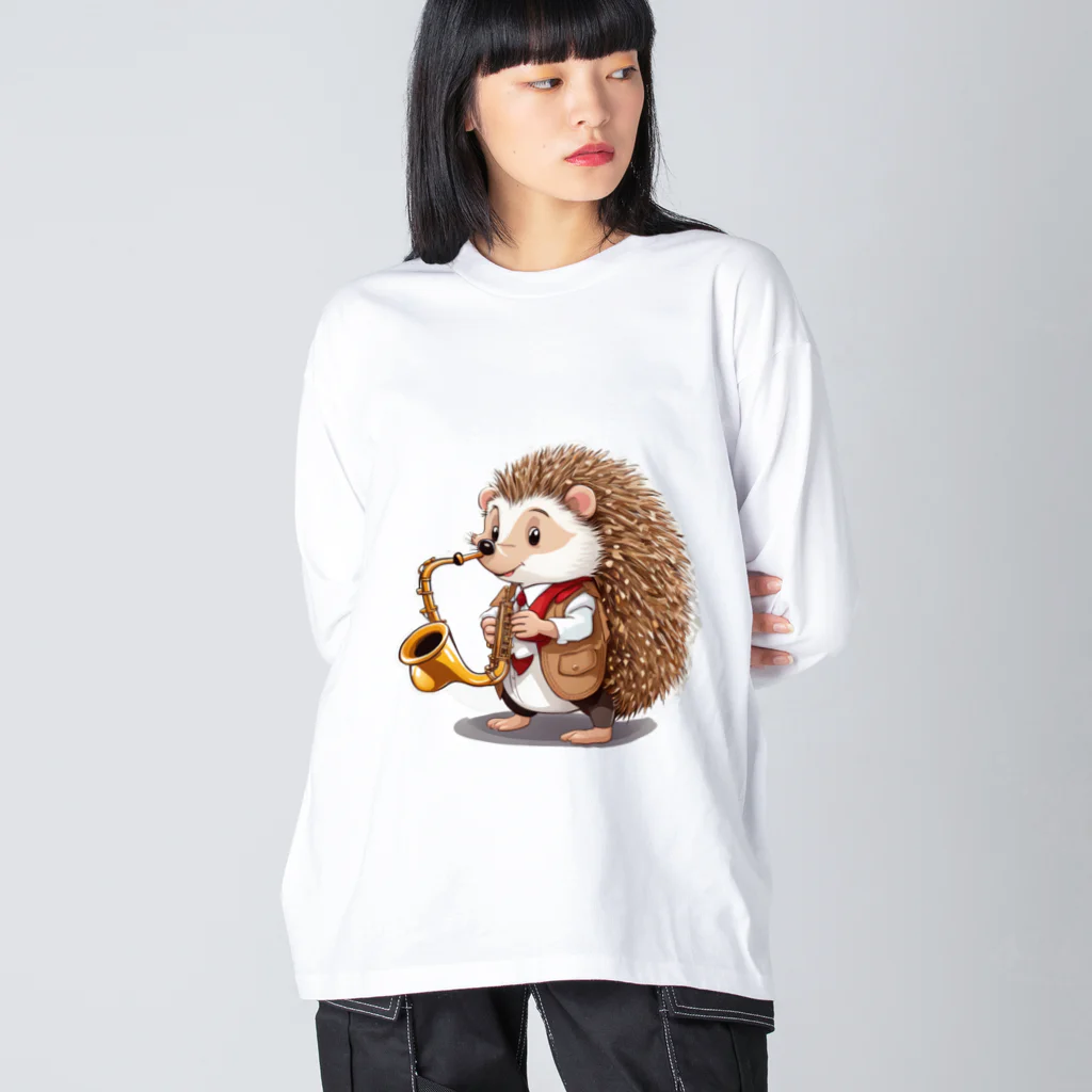 moriugのサックスを演奏するハリネズミ Big Long Sleeve T-Shirt