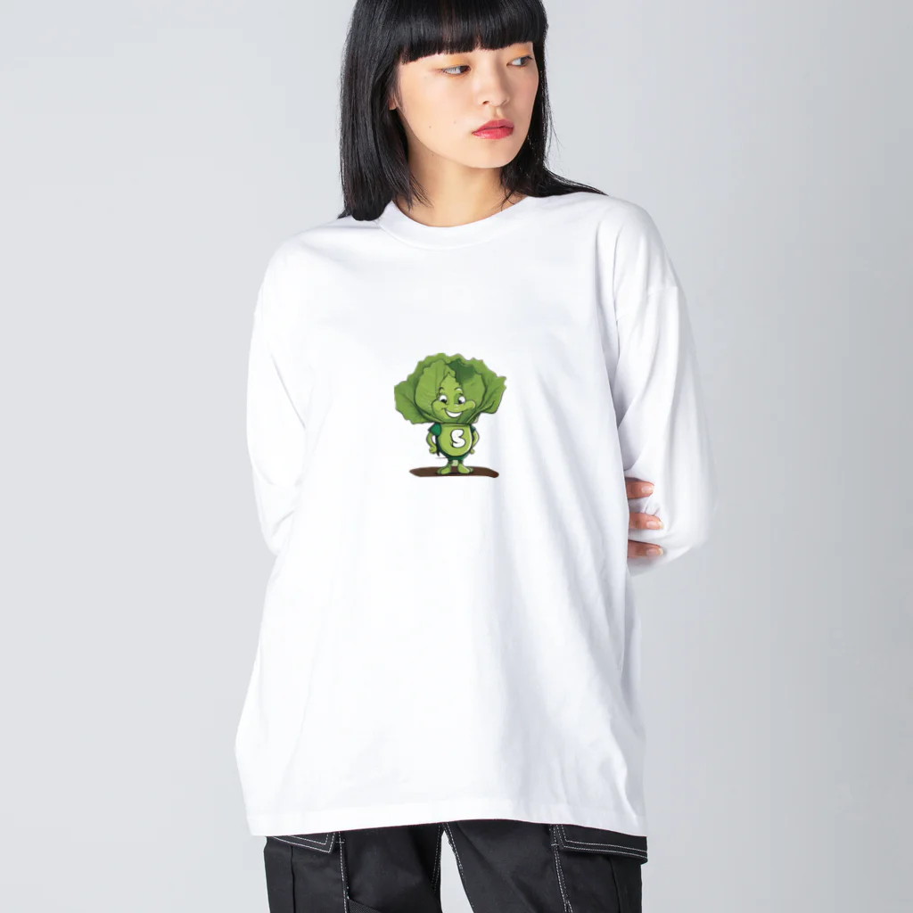 Suzurin’s Creationsの野菜キャラクター レタスのレオ ビッグシルエットロングスリーブTシャツ