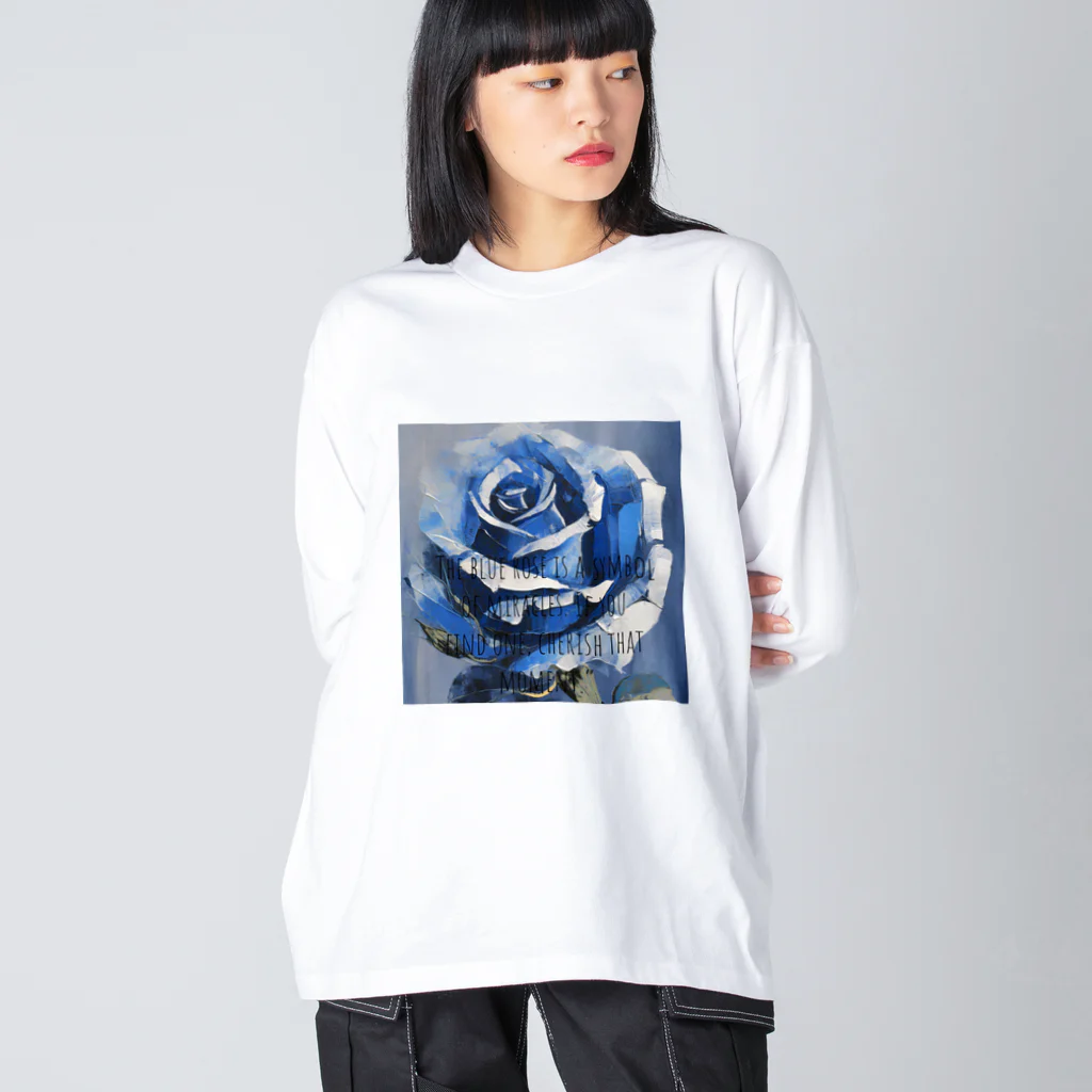 Rebelideaの青いバラ Big Long Sleeve T-Shirt