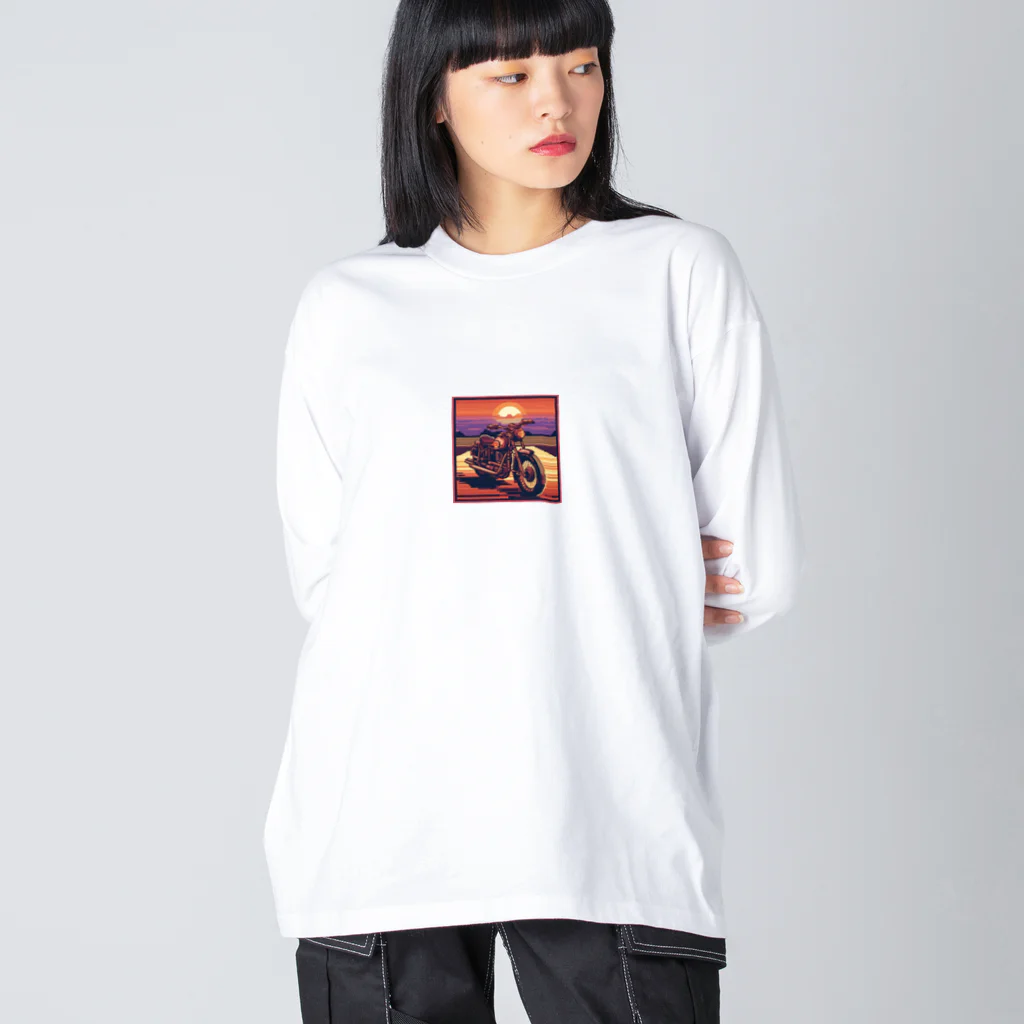 毎日がにゃんとも幸せ マサッチShopのレトロバイクドット　夕日編№４ Big Long Sleeve T-Shirt