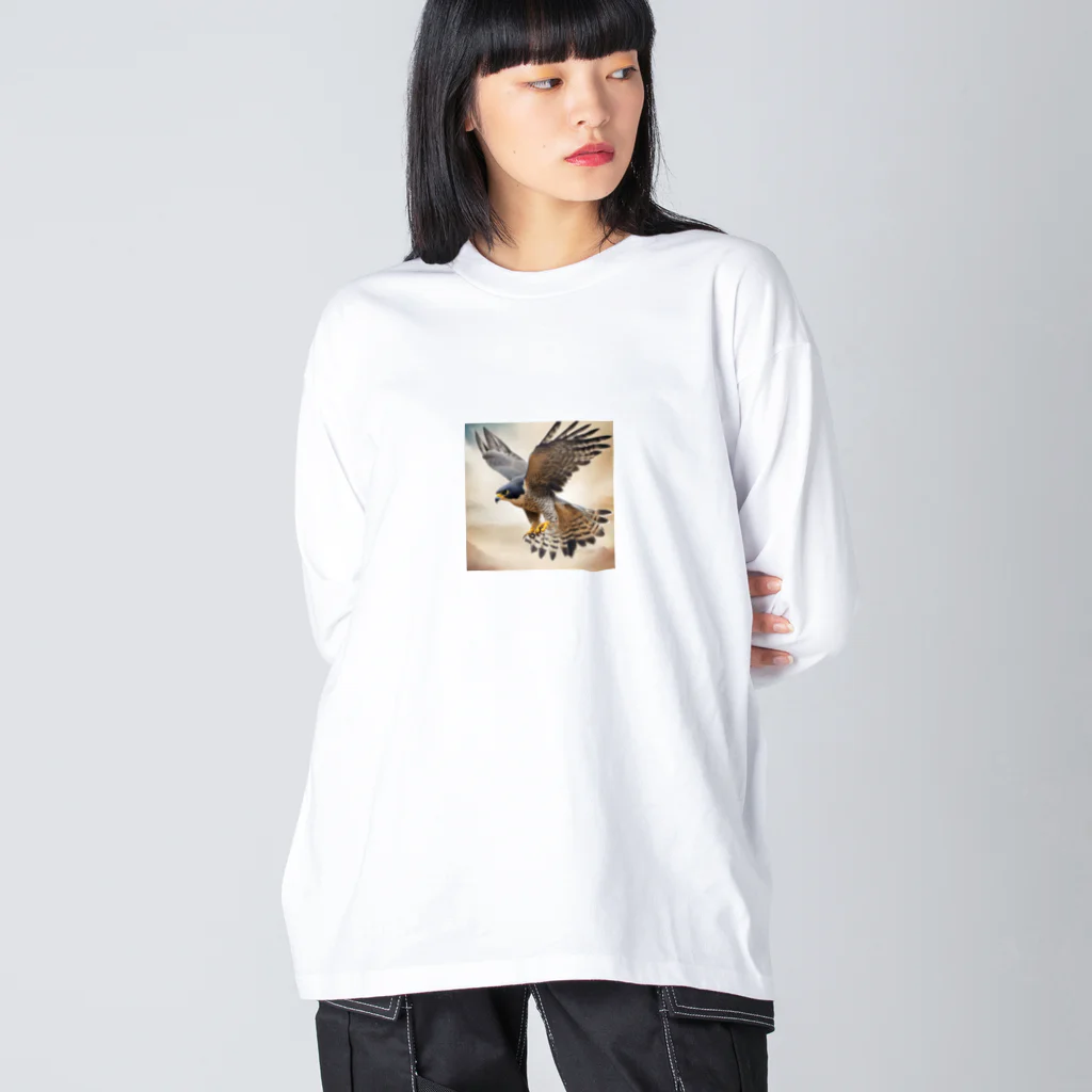 千裕アトリエ（いつもありがとう）のカラカラ (Peregrine Falcon) ビッグシルエットロングスリーブTシャツ