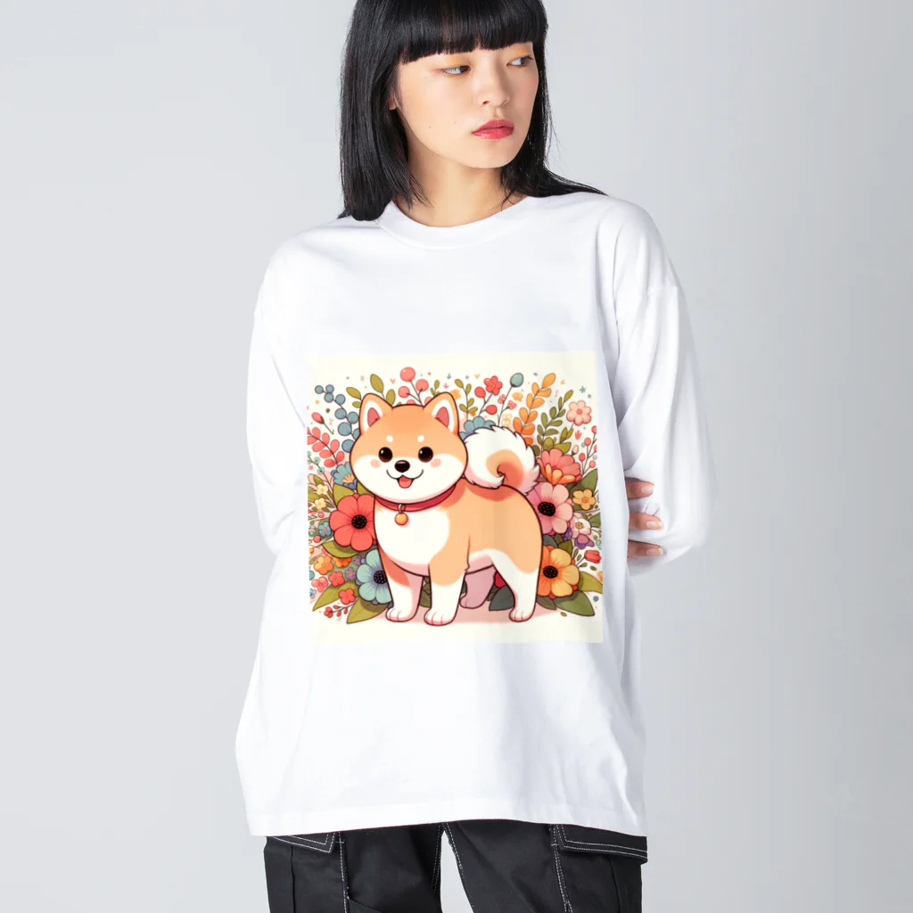 uyuyoshieの可愛い柴犬 ビッグシルエットロングスリーブTシャツ