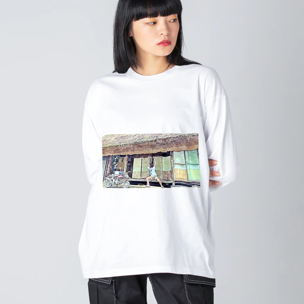 てんてけてんのバイクに威嚇する男 Big Long Sleeve T-Shirt