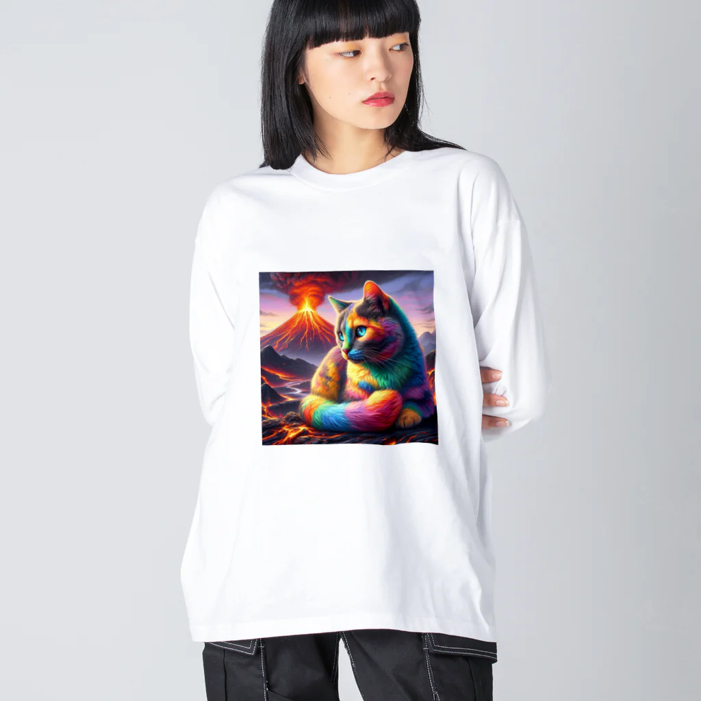 ニャーちゃんショップのカラフルキャット Big Long Sleeve T-Shirt