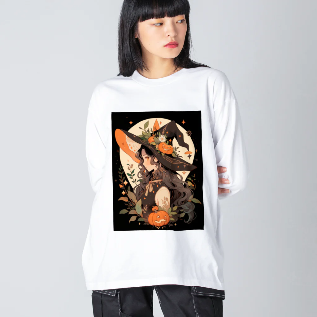 AIと愛とARTのSHOPのハロウィンの魔女 ビッグシルエットロングスリーブTシャツ