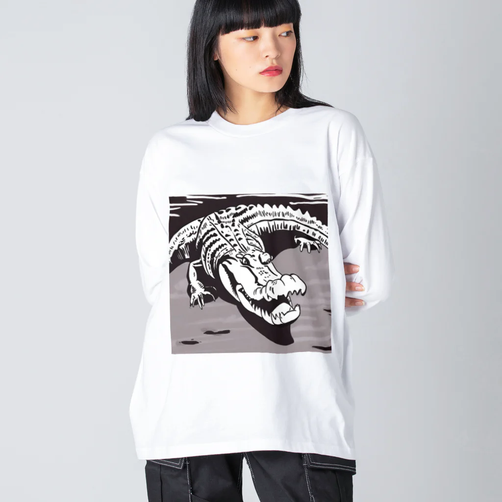 デイリーニューアイテムストアの少しだけ可愛いワニさん Big Long Sleeve T-Shirt