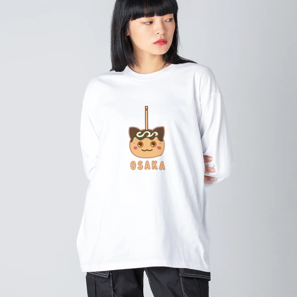 elmi_niikawaのネコたこ焼き ビッグシルエットロングスリーブTシャツ