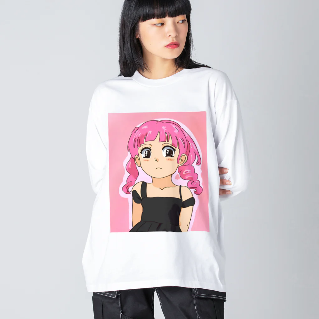 ワンダーワールド・ワンストップのピンク髪の少女 Big Long Sleeve T-Shirt