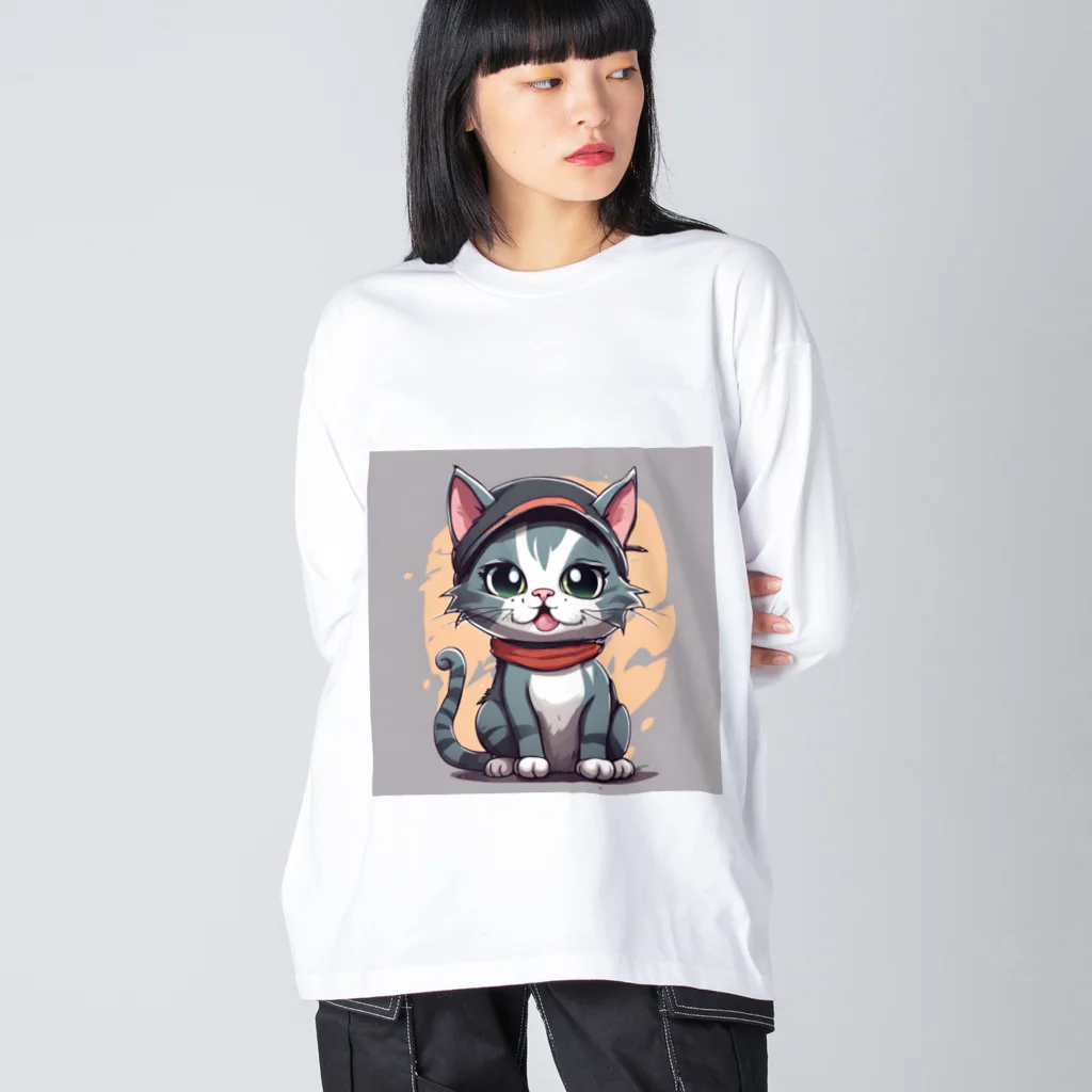 じゅんじゅんのキャップ猫 ビッグシルエットロングスリーブTシャツ