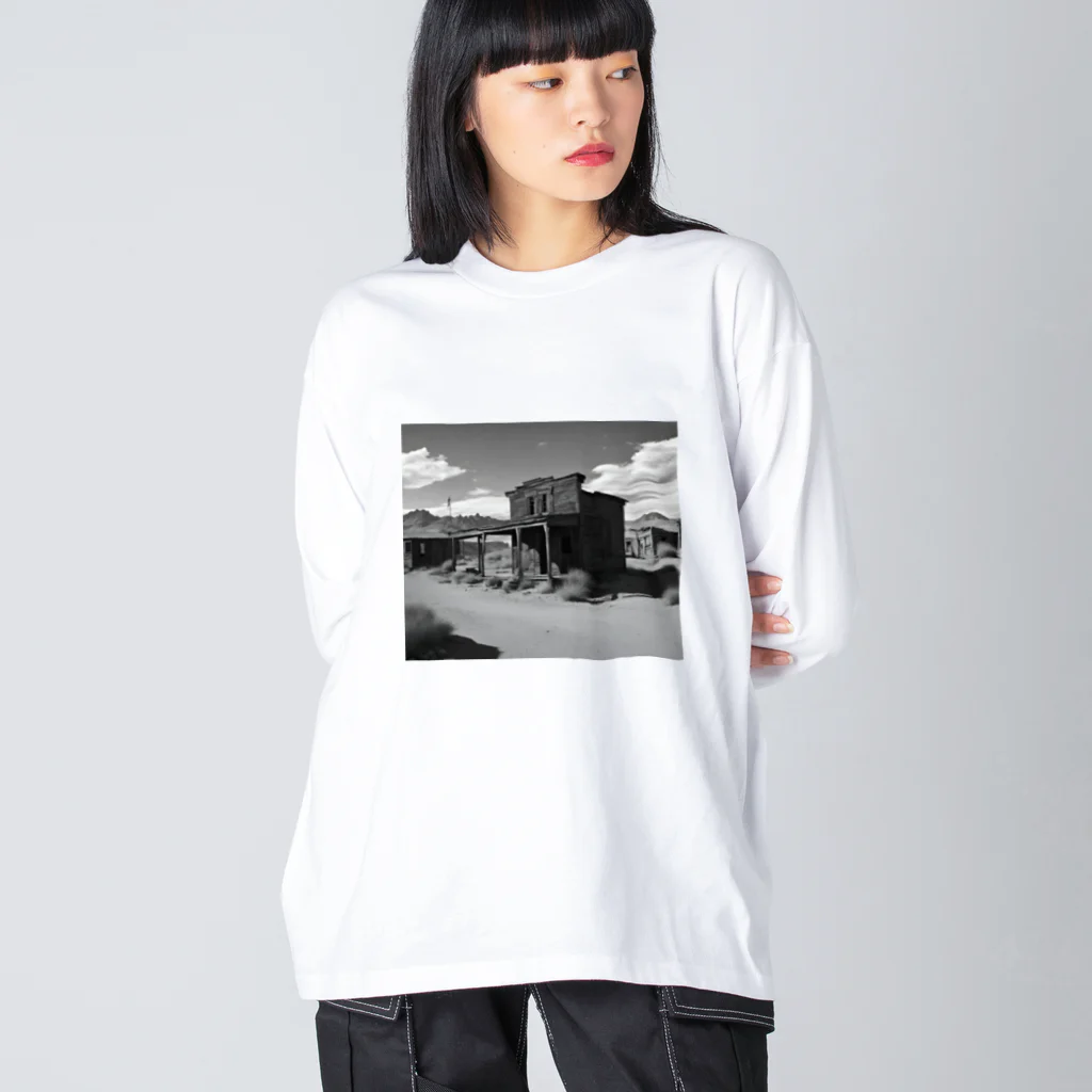 崖っぷちのポニョの"Nostalgia Ville：さびれた町の魅力を感じるグッズ" ビッグシルエットロングスリーブTシャツ